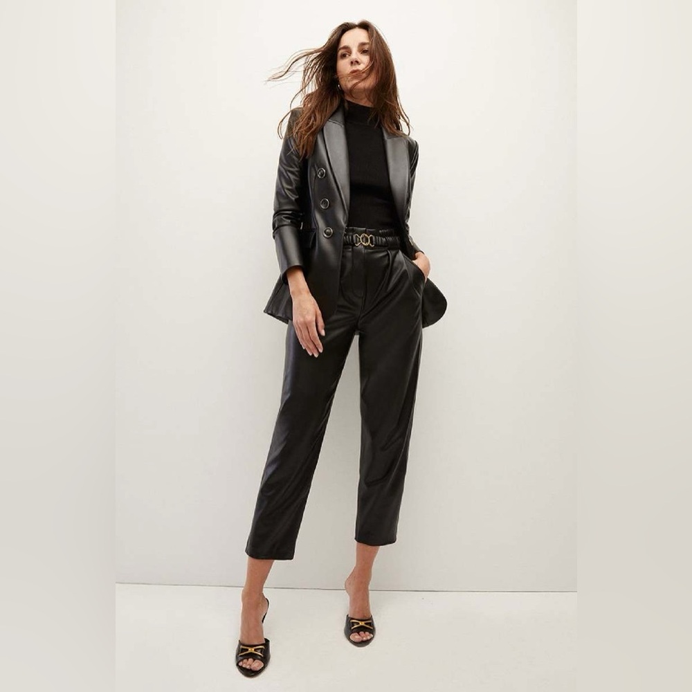 NWT $698 Veronica Beard Beacon Vegan Leather Dickey Jacket